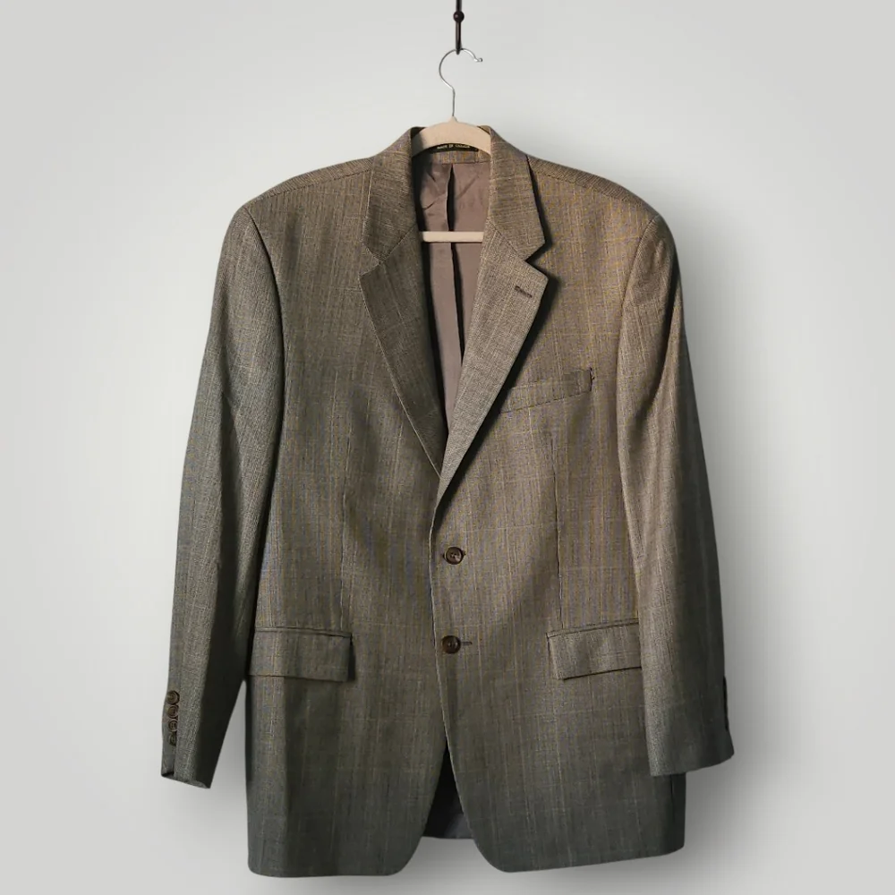 Lauren Ralph Lauren Mens 42R Sport Coat Blazer Silk Wool Tan Houndstooth Canada‎